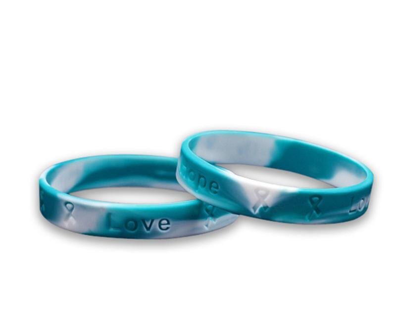 Child Teal & White Awareness Silicone Bracelets - Fundraising For A Cause