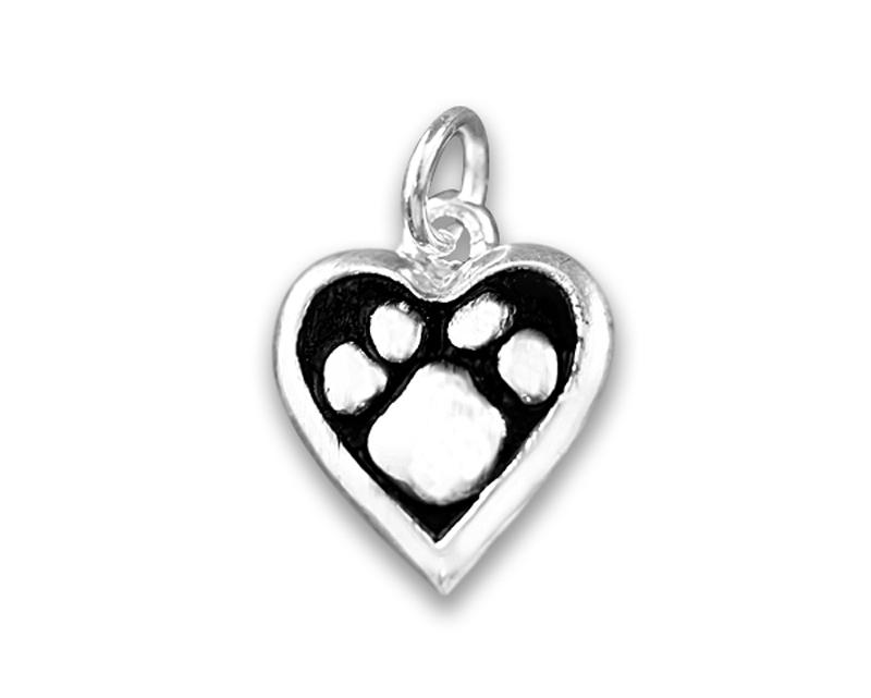 Paw Print Heart Charms - Fundraising For A Cause