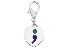 Load image into Gallery viewer, Semicolon Suicide Prevention Awareness Heart Hanging Charms - Fundraising For A Cause