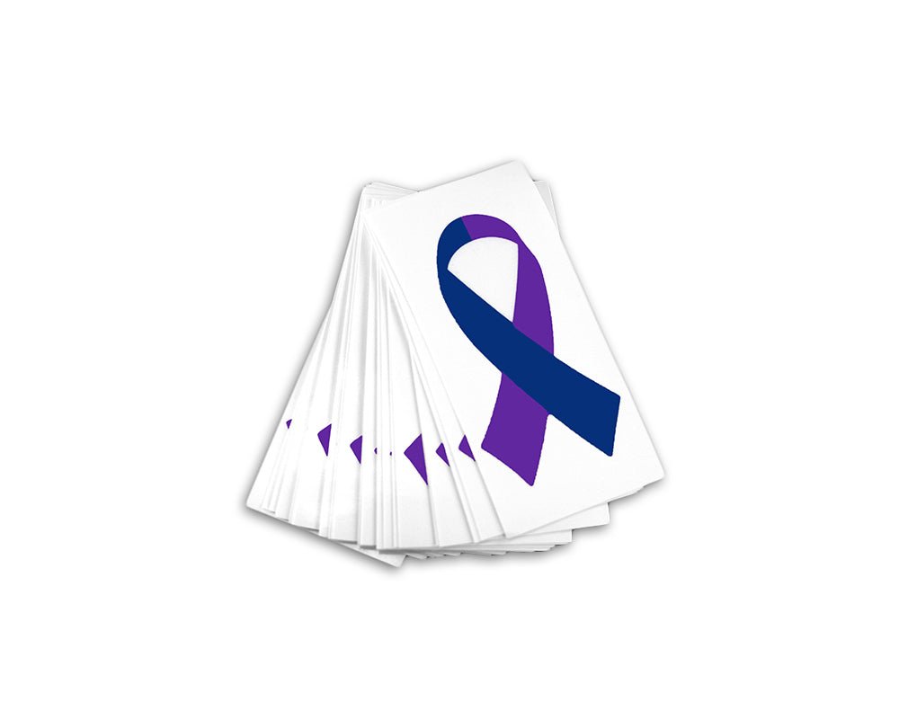 25 Small Blue & Purple Ribbon Decals - Fundraising For A Cause