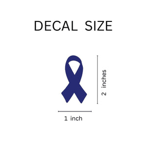 25 Small Dark Blue Ribbon Decals - Fundraising For A Cause