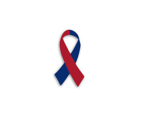 25 Small Red & Blue Ribbon Decals - Fundraising For A Cause
