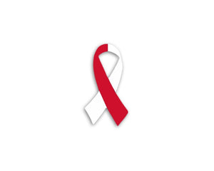 25 Small Red & White Ribbon Decals - Fundraising For A Cause