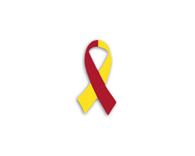 Load image into Gallery viewer, 25 Small Red &amp; Yellow Ribbon Decals - Fundraising For A Cause