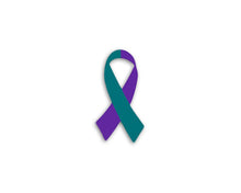 Load image into Gallery viewer, 25 Small Teal &amp; Purple Ribbon Decals - Fundraising For A Cause