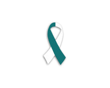 Load image into Gallery viewer, 25 Small Teal &amp; White Ribbon Decals - Fundraising For A Cause