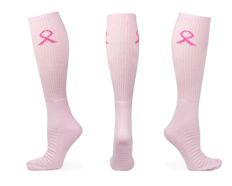 25 Youth/Kids Pink Ribbon Football Socks - Fundraising For A Cause