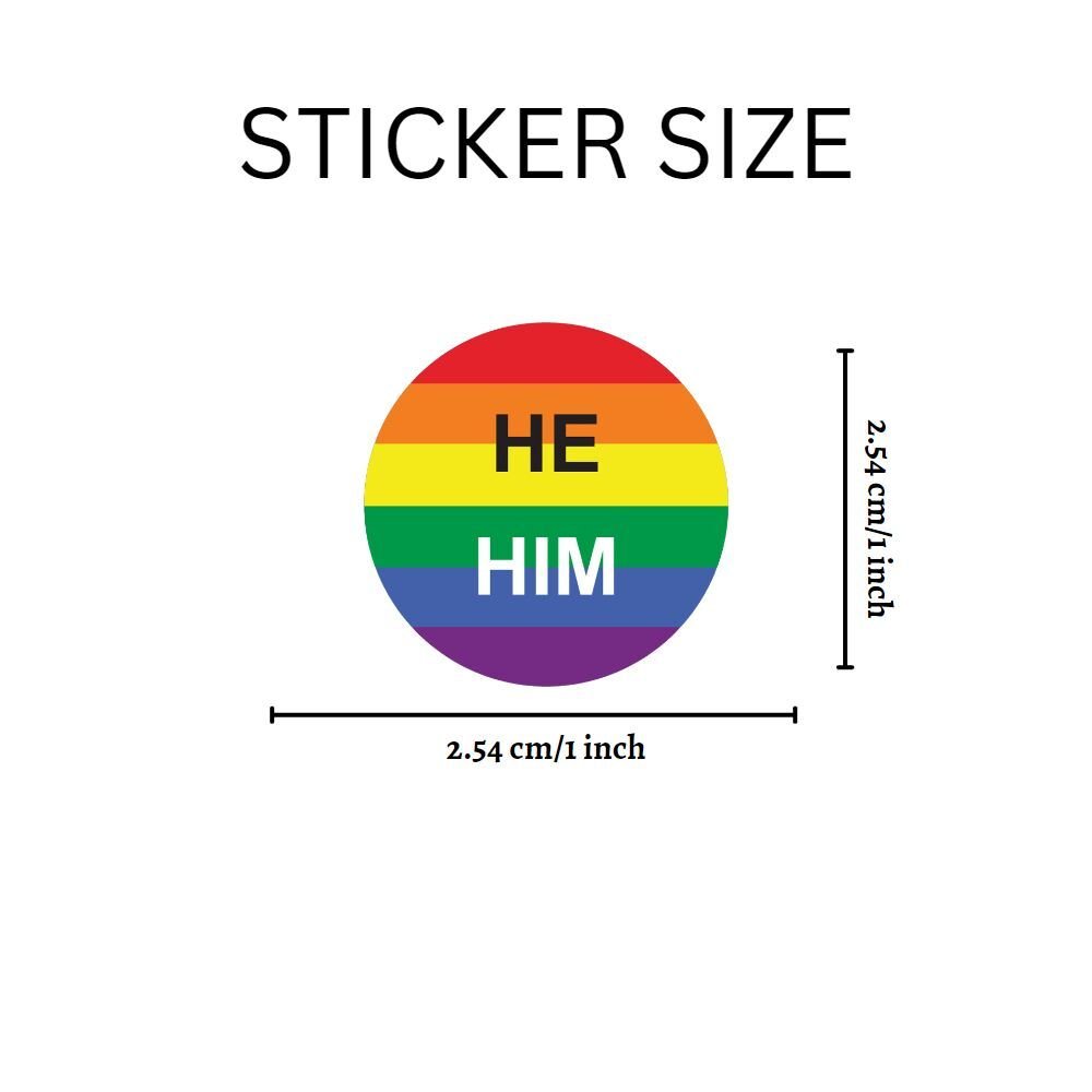 Roll He Him Pronoun Rainbow Flag Stickers - The Awareness Company