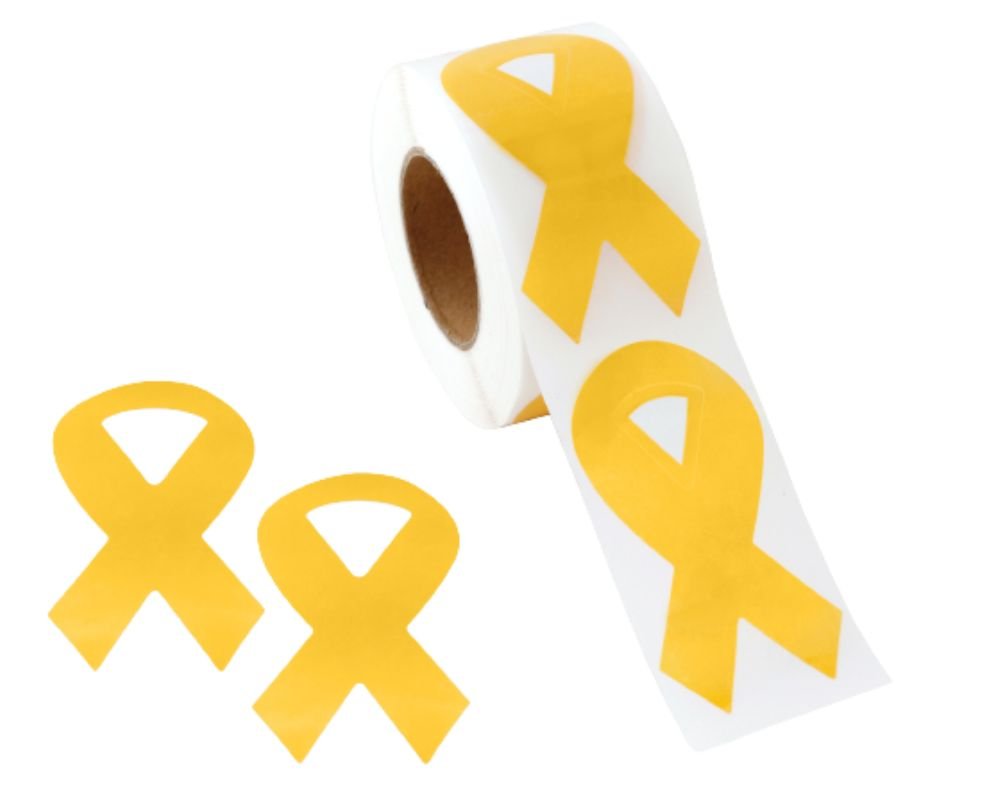 250 Large Gold Ribbon Stickers (250 per Roll) - Fundraising For A Cause