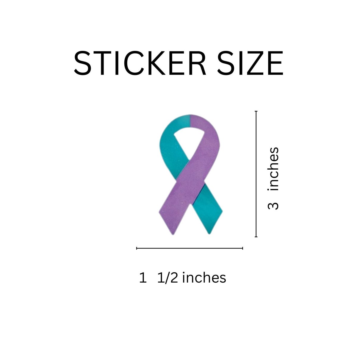 Large Suicide Awareness Teal & Purple Ribbon Stickers (250 per Roll) - Fundraising For A Cause