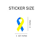 Large Support Ukraine Blue & Yellow Ribbon Stickers (250 per Roll) - Fundraising For A Cause