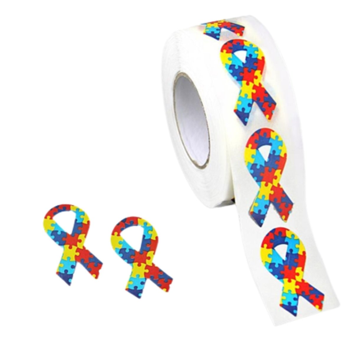 250 Small Autism Awareness Ribbon Stickers (250 per Roll) - Fundraising For A Cause