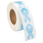 250 Small Light Blue Ribbon Stickers (250 per Roll) - Fundraising For A Cause