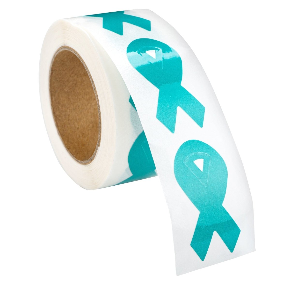 250 Small Teal Ribbon Stickers (250 per Roll) - Fundraising For A Cause