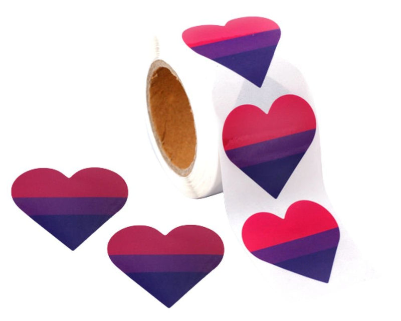 250 Bisexual Heart Stickers (250 per Roll) - Fundraising For A Cause
