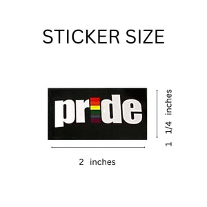 250 Black Rectangle Rainbow Pride Stickers (250 per Roll) - Fundraising For A Cause