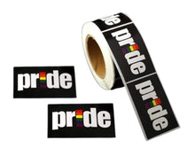 Load image into Gallery viewer, 250 Black Rectangle Rainbow Pride Stickers - The Awareness Company