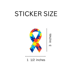 250 Large Autism Awareness Ribbon Stickers (250 per Roll) - Fundraising For A Cause