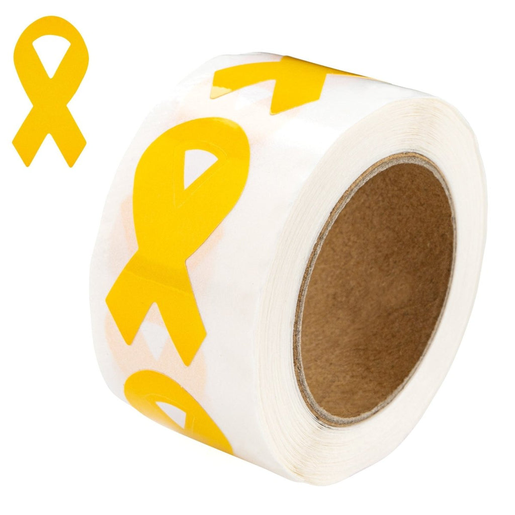 250 Large Gold Ribbon Stickers (250 per Roll) - Fundraising For A Cause