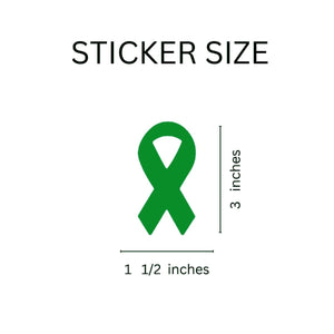 250 Large Green Ribbon Stickers (250 per Roll) - Fundraising For A Cause