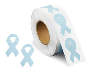 250 Large Light Blue Ribbon Stickers (250 per Roll) - Fundraising For A Cause