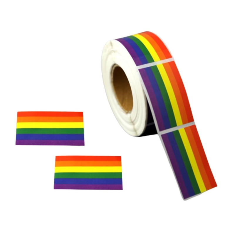 250 Large Rectangle Rainbow Flag Stickers (250 per Roll) - Fundraising For A Cause