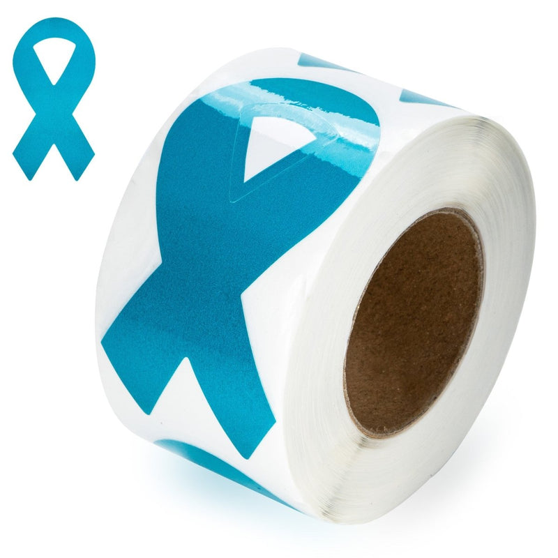 250 Large Teal Ribbon Stickers (250 per Roll) - Fundraising For A Cause