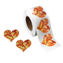Load image into Gallery viewer, 250 Orange Camouflage Heart Stickers (250 per Roll) - Fundraising For A Cause
