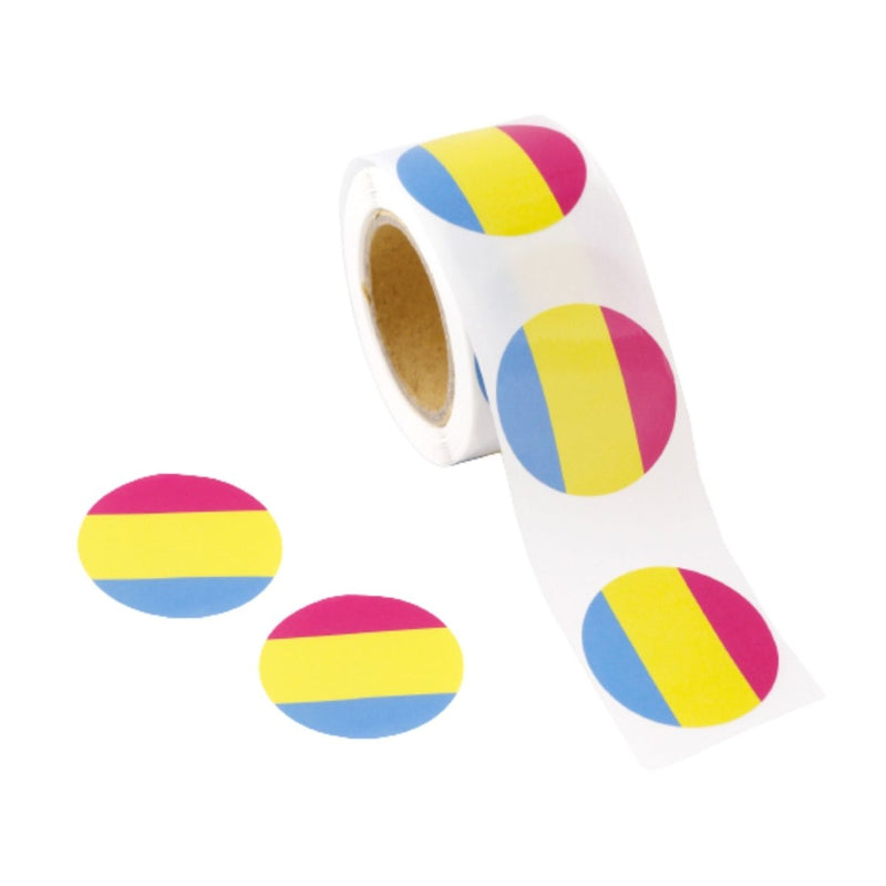 250 Pansexual Flag Circle Stickers (250 per Roll) - Fundraising For A Cause