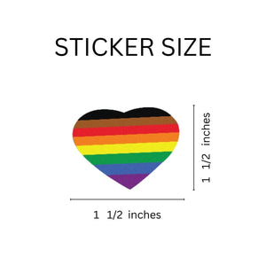 250 Philadelphia 8 Stripe Rainbow Gay Pride Flag Heart Stickers (250 per Roll) - Fundraising For A Cause