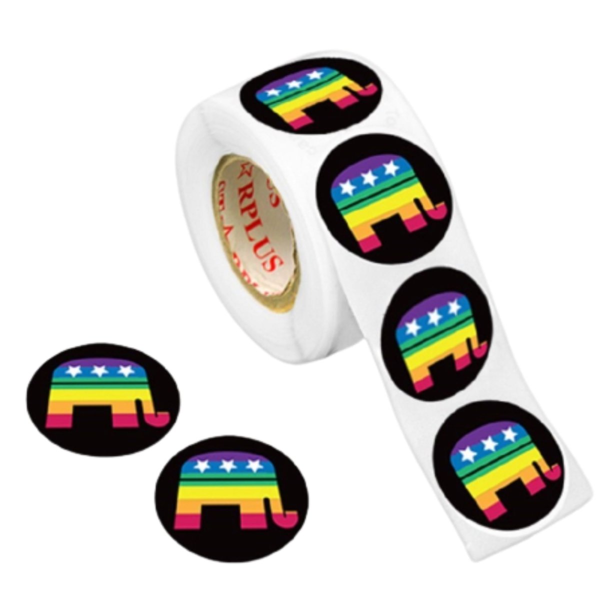 250 Republican Rainbow Elephant Stickers (250 per Roll) - Fundraising For A Cause