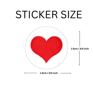 250 Small 3/4 Inch Round Red Heart Stickers (250 per Roll) - Fundraising For A Cause