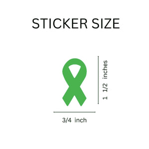 250 Small Green Ribbon Stickers (250 per Roll) - Fundraising For A Cause