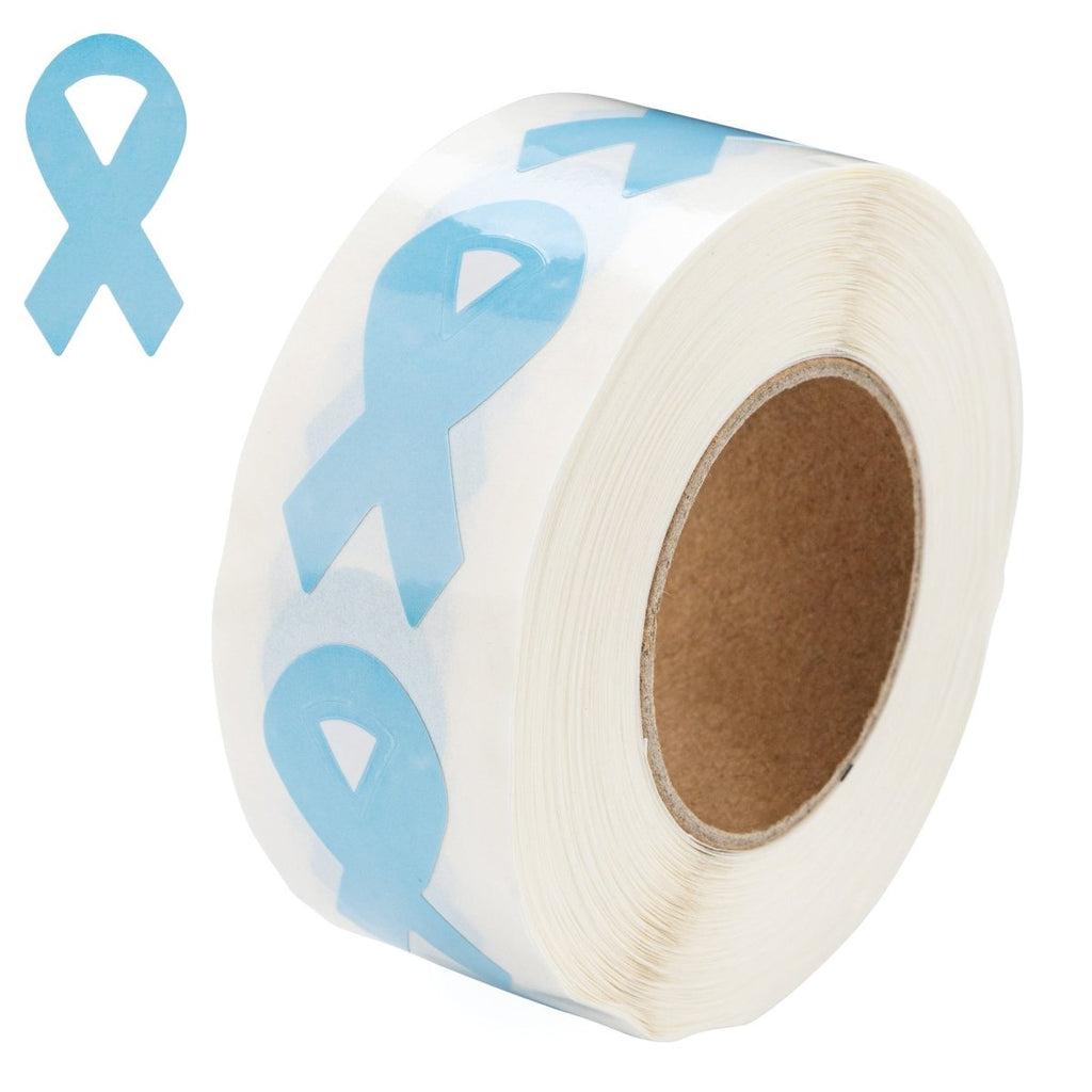 250 Small Light Blue Ribbon Stickers (250 per Roll) - Fundraising For A Cause