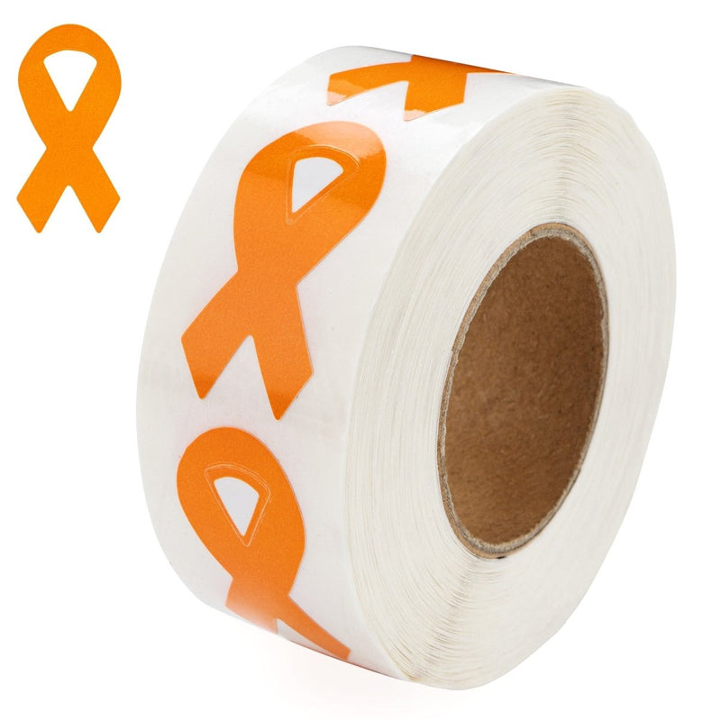 250 Small Orange Ribbon Stickers (250 per Roll) - Fundraising For A Cause