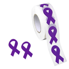Load image into Gallery viewer, 250 Small Purple Ribbon Stickers (250 per Roll) - Fundraising For A Cause