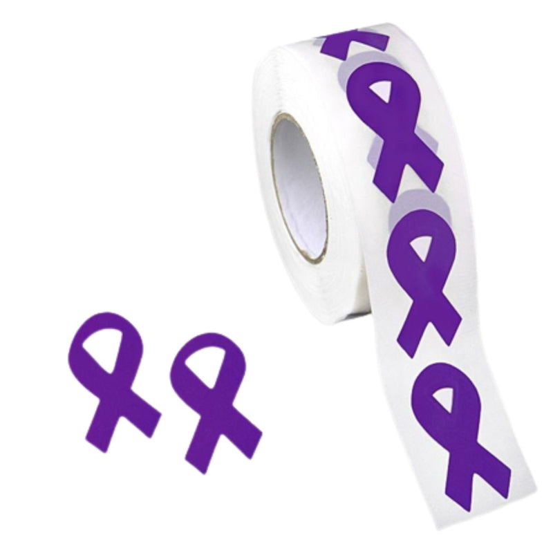 250 Small Purple Ribbon Stickers (250 per Roll) - Fundraising For A Cause