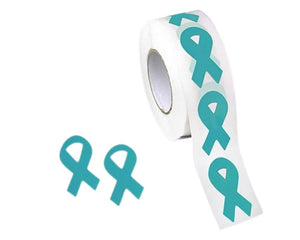 250 Small Teal Ribbon Stickers (250 per Roll) - Fundraising For A Cause