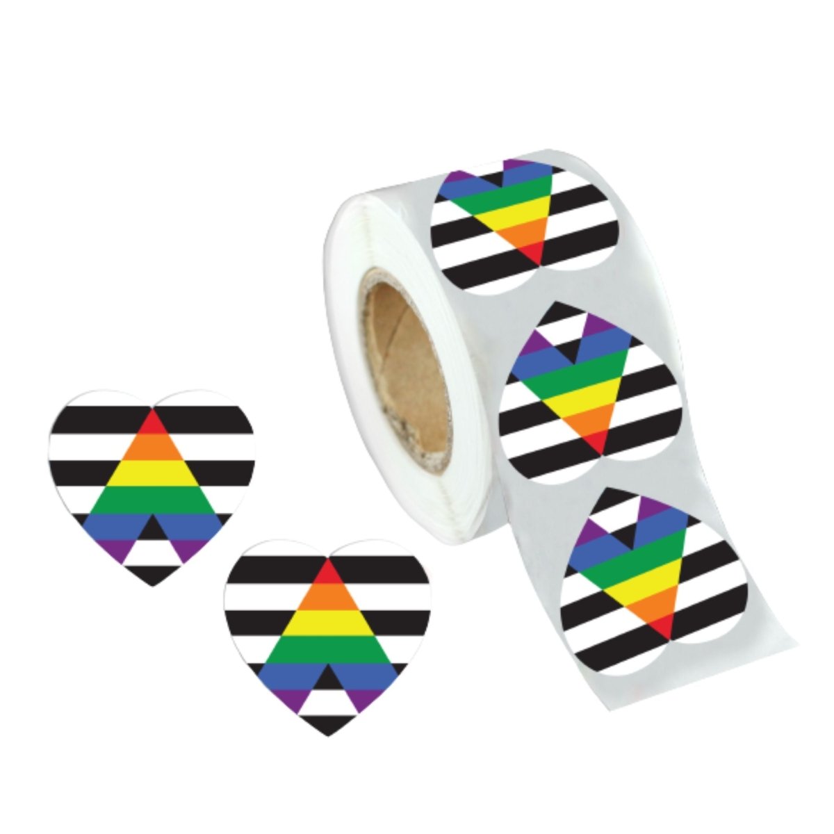 250 Straight Ally Allies LGBTQ Gay Pride Heart Stickers (250 per Roll) - Fundraising For A Cause