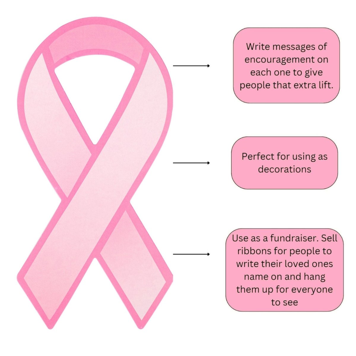 Breast Cancer Awareness Paper Ribbon Decorations (50 Ribbons) - Fundraising For A Cause