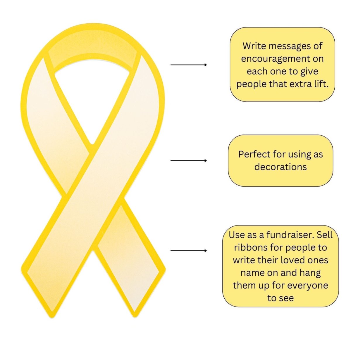 Large Paper Gold Ribbon Donation Ribbons (50 Ribbons) - Fundraising For A Cause