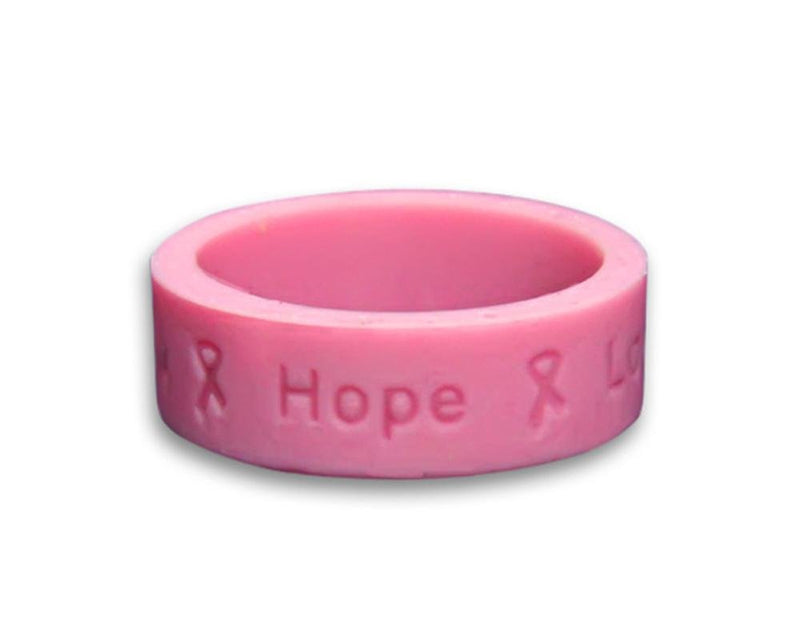 Pink Ribbon Rings, Pink Breast Cancer Awareness Silicone Rings
