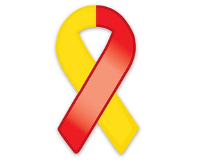 50 Red & Yellow Awareness Paper Donation Ribbons (50 Ribbons) - Fundraising For A Cause