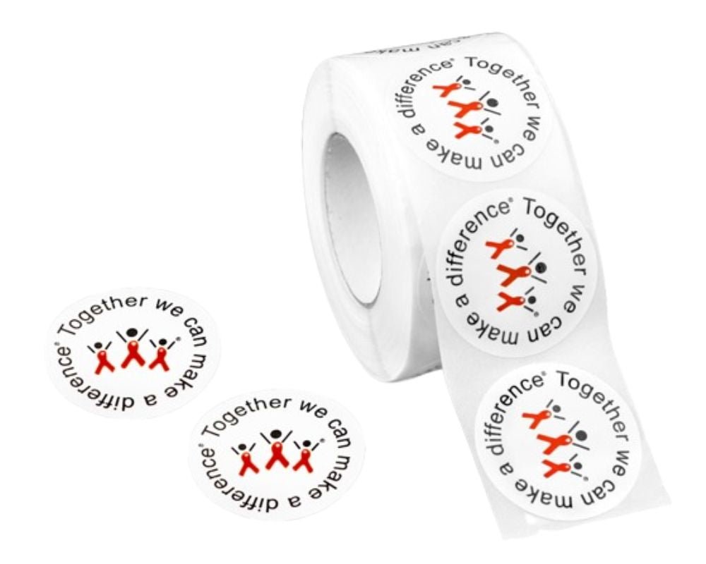 500 Difference Red Ribbon Stickers - Fundraising For A Cause
