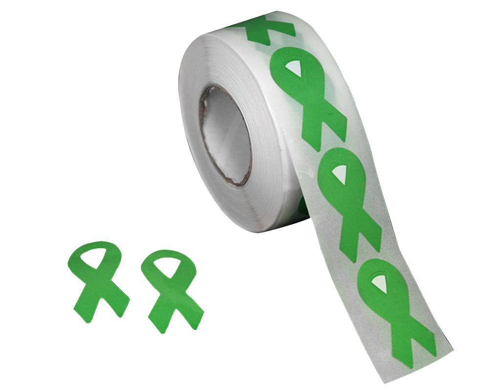 Small Green Ribbon Stickers - The Awareness Company