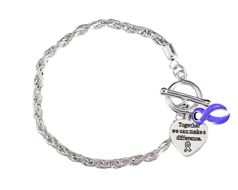 Large Periwinkle Ribbon Awareness Rope Style Charm Bracelets - Fundraising For A Cause
