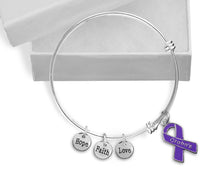 Load image into Gallery viewer, Crohn&#39;s Disease Purple Ribbon Retractable Charm Bracelets - Fundraising For A Cause