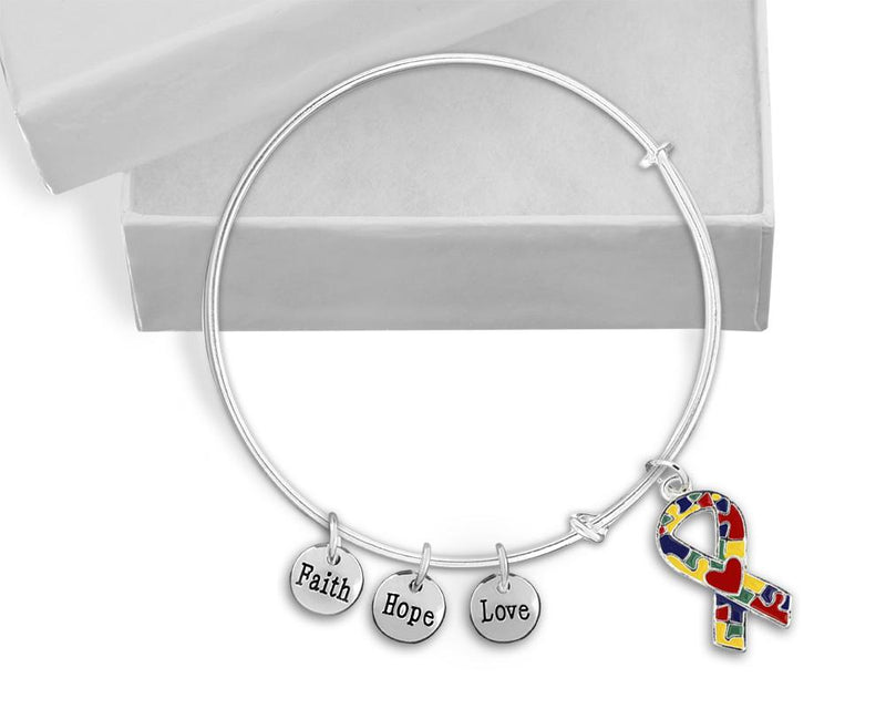 Autism Ribbon with Heart Retractable Bracelets - Fundraising For A Cause