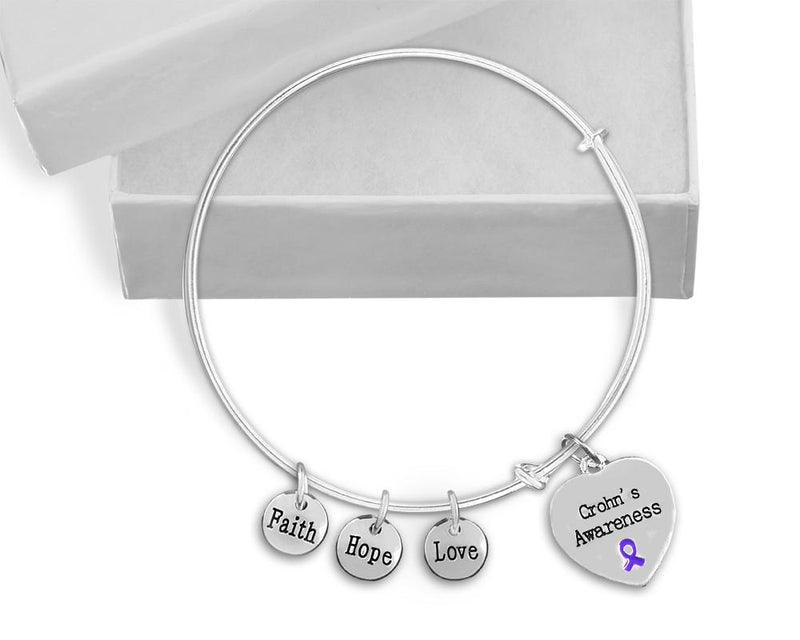 Crohn's Disease Heart Retractable Charm Bracelets - Fundraising For A Cause