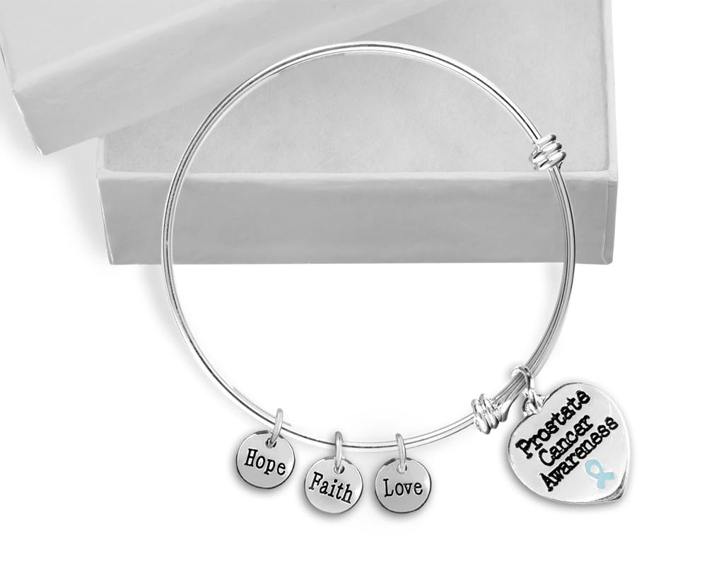 Prostate Cancer Heart Retractable Charm Bracelets - Fundraising For A Cause